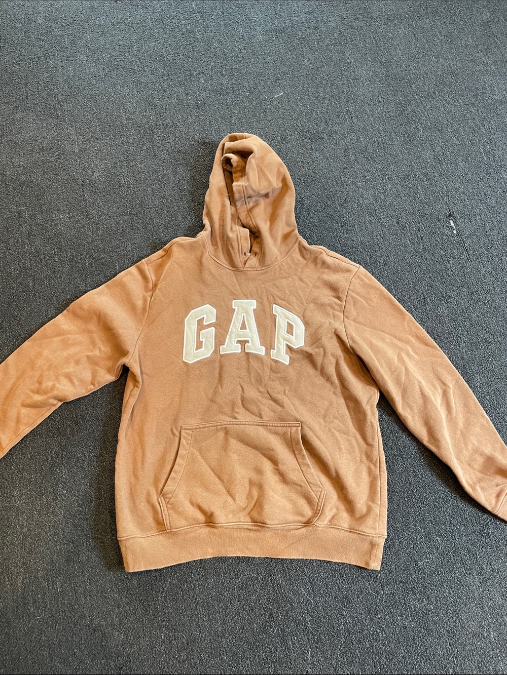 GAP Men's Pullover Hoodie in Warm Tan with White Logo
